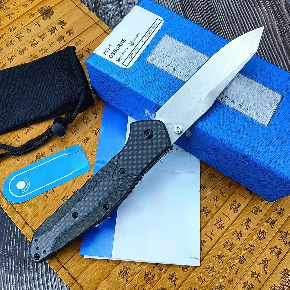 Osborne EDC Knife BM 940 Folding Pocket Knife Tanto Blade Plain Edge Tactical Survival Camping Knife Tools Carbon Fiber Handle