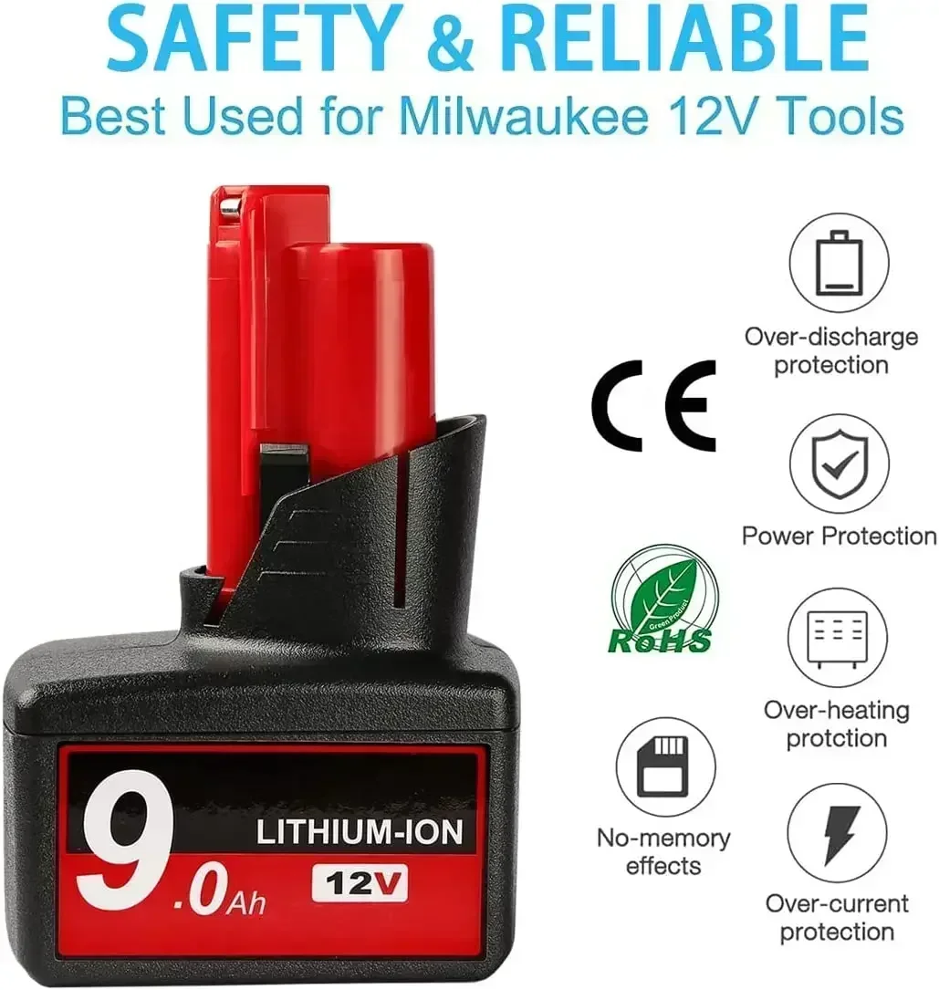 9,0 Ah pro Milwaukee M12 48-11-2460 LITHIUM XC 9.0 prodloužená baterie 48-11-2412 48-11-2402/48-11-2410/48-11-2411/48-11-2420 - náhled 4