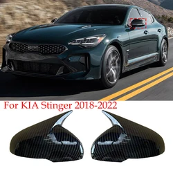 For KIA Stinger 2018-2022 Auto Car Body Side Door Rearview Mirror Cover Sticker Trim ABS Carbon Fiber Style Gloss Black