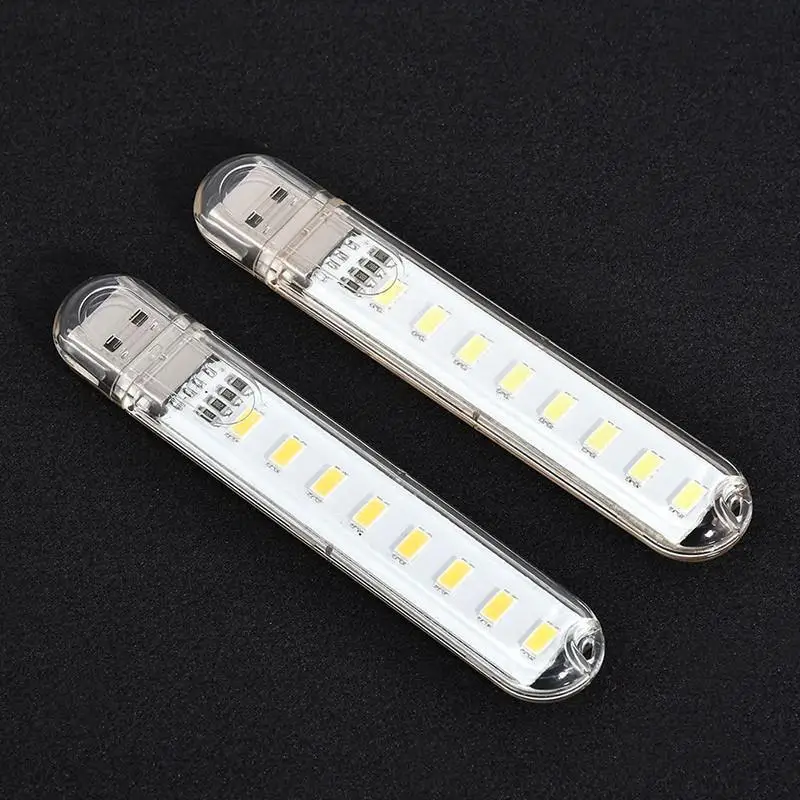 Luz Nocturna USB de 5V, enchufe pequeño, palo de luz Led con 8 cuentas LED para cargador móvil, portátiles, Notebook, Banco de energía de lectura