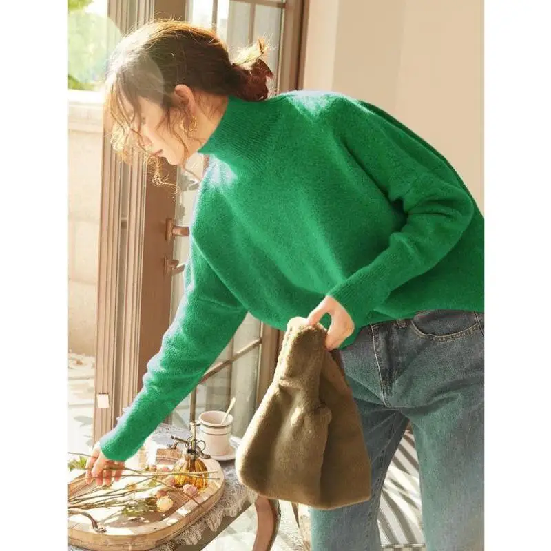 Sweter damski z dzianiny High Ne, nowy model jesienno-zimowy, transgraniczny, z szerokim kołnierzem Ne, włókno Coolmax, odzież wewnętrzna Ciwalk.