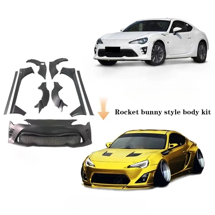 Car Body Kit for  86 Upgrade toStyle Car Front Bumper Wheel Eyebrow Side Skirts FiberGlass Material Bodykit