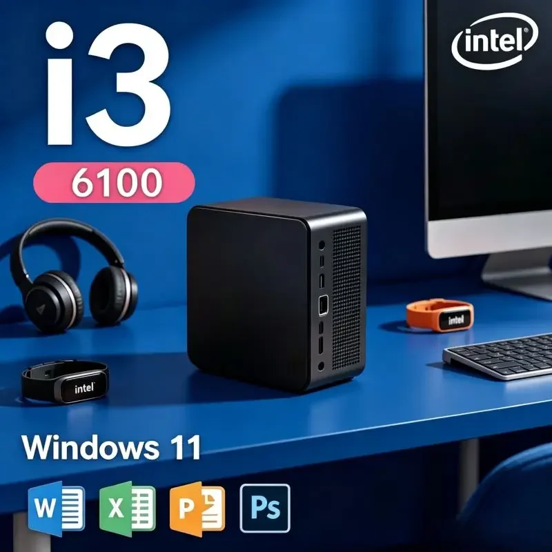 Versatile All-Scene Mini PC Core I3 6100 Win11, 16GB RAM 1TB/2TB SSD WiFi6 BT5.2 Fits Office Remote Work Media Perfectly
