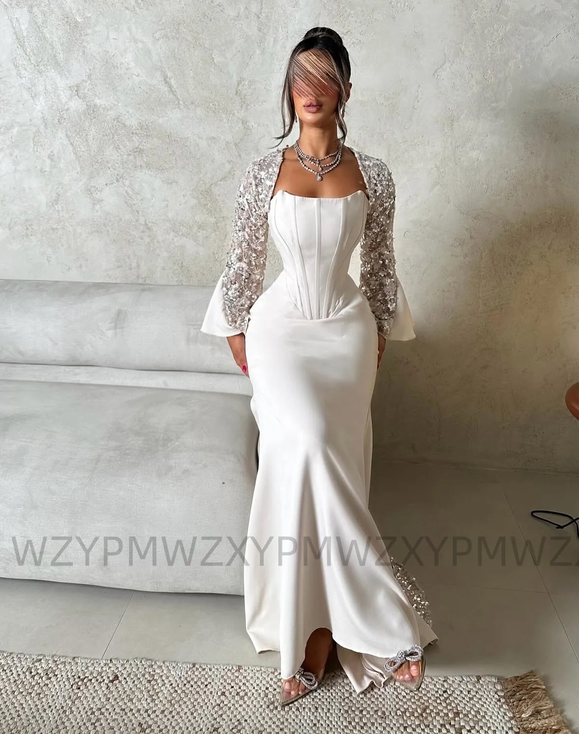

Customized Mother of the Bride Dress Ypmwzx Strapless A-line Floor length Graduation Gown