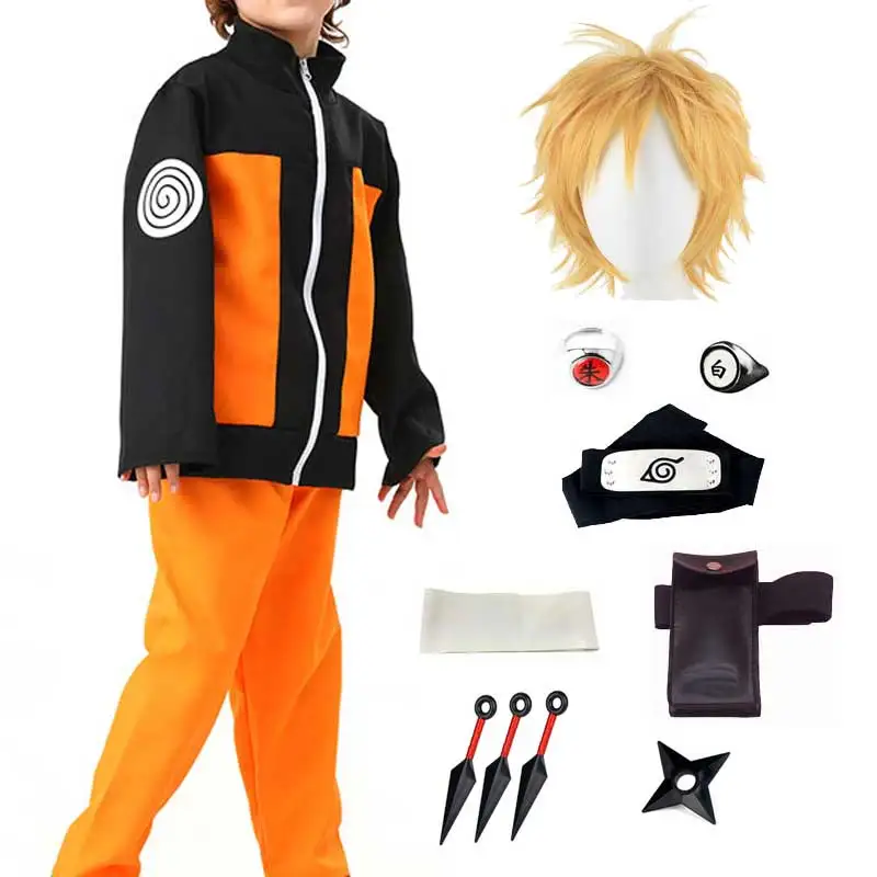Chaqueta Uzumaki para niños y adultos, pantalones, disfraz de llamador de viento, disfraz de juego de rol secundario de Anime