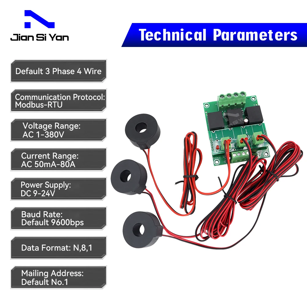 2024 New JSY-MK-333G 100A 3 Phase 4 Wire AC Bidirectional Energy Meter Module For Smart Solar Panel Power System