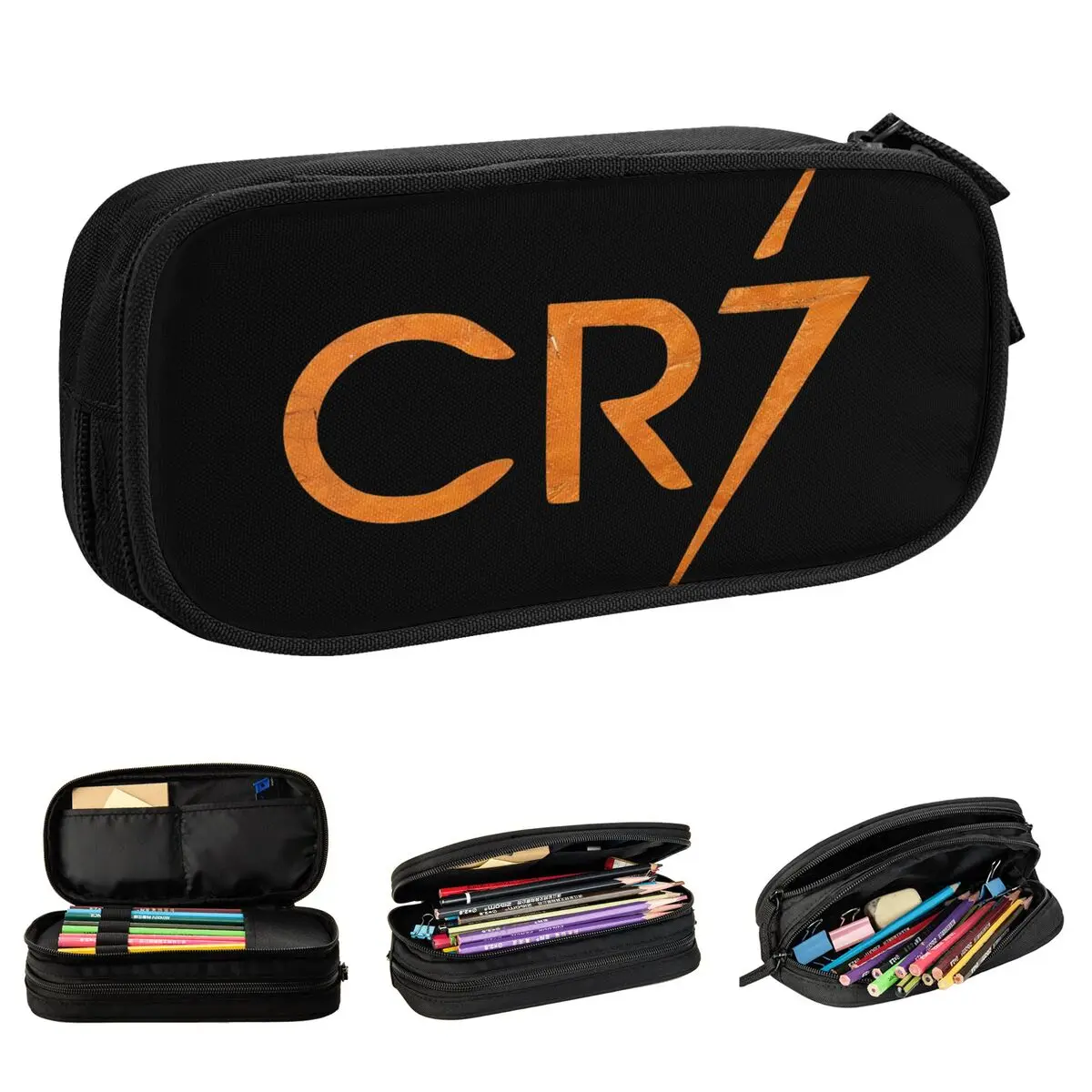 lovely pencil case com logotipo pen holder bags para estudante grande armazenamento presentes de escritorio cr7 01