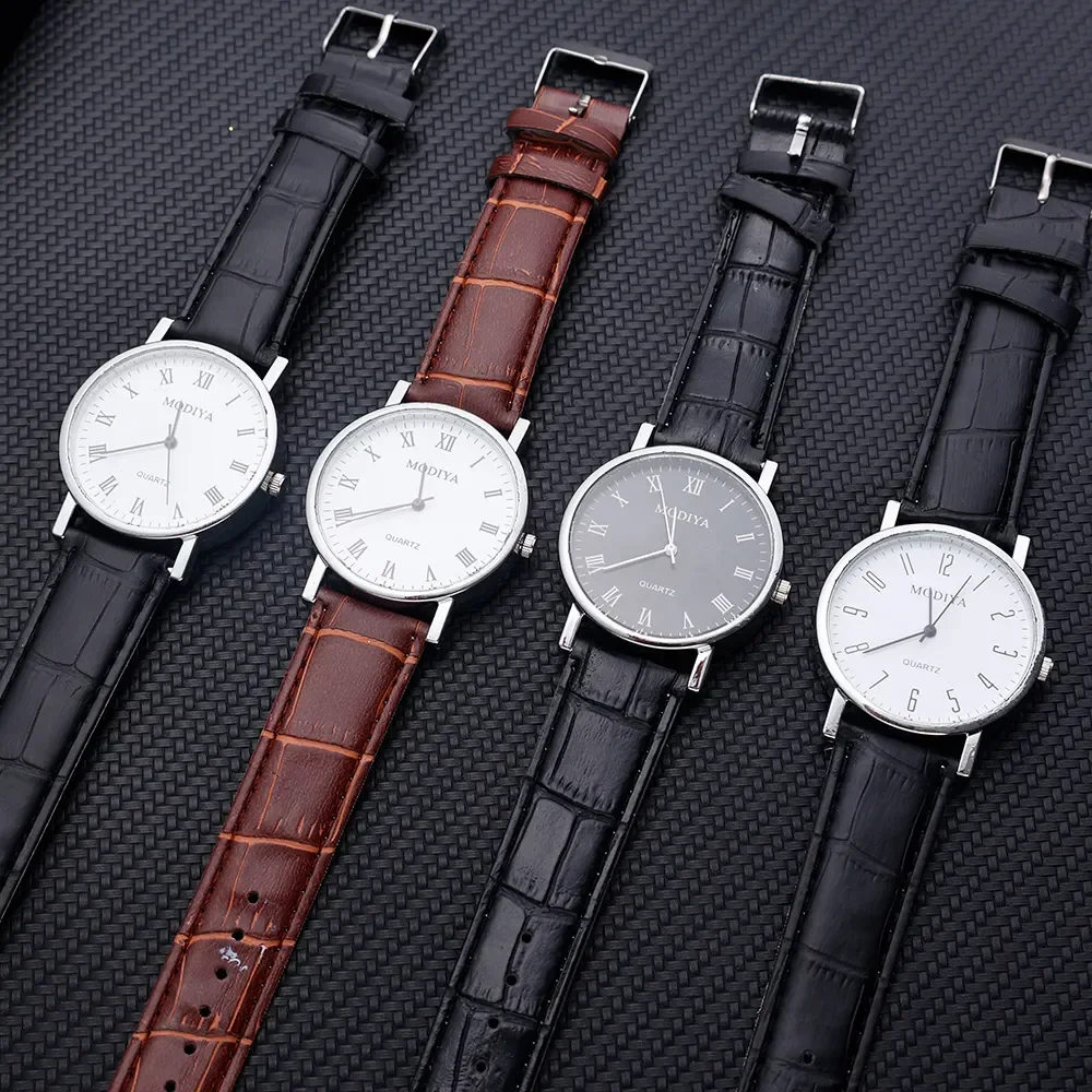 Men's Business Wrist Watch Luxury Leather Strap Analog Watches Ultra Thin Quartz Wristwatch Clock Men Women Casual Simple Watch