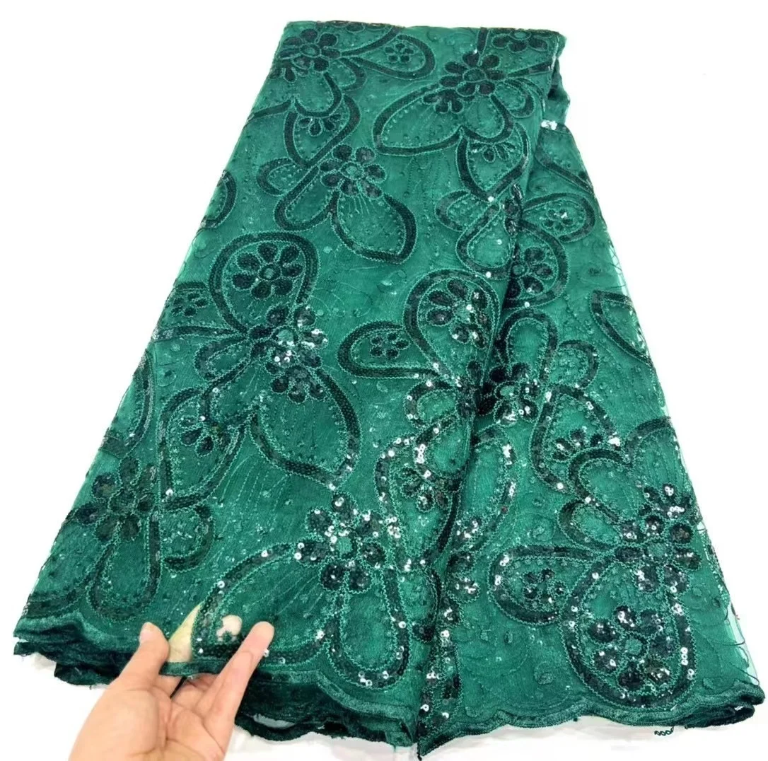 

luxury Soft African Lace Fabric Sequins Lace Embroidery High Quality French Tulle Laces Nigerian Women Aso Ebi Wedding Fabrics