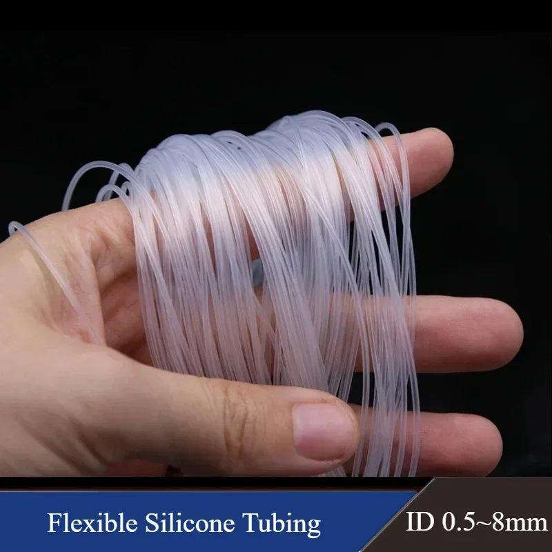 1M/5M Flexible Silicone Tubing ID 0.5 1 2 2.5 3 4 5 6 7 8 mm Food Grade Tube Pipe Temperature Resistance Nontoxic Transparent