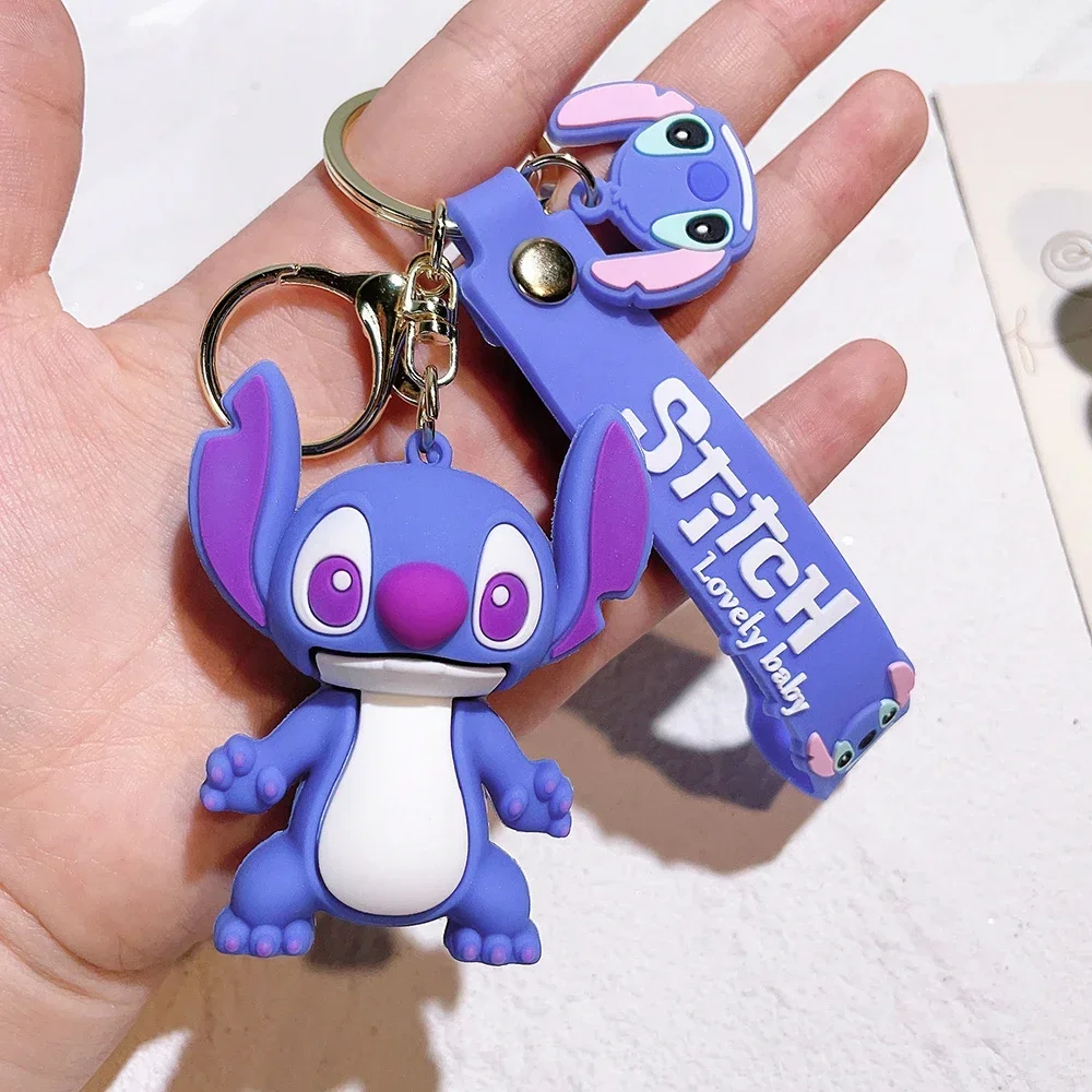 Lilo & Stitch Toys Keychian Anime Stitch Pendant Keychain Sweet Pink Angel Keychians Women Car Keyring Girl Birthday Gift