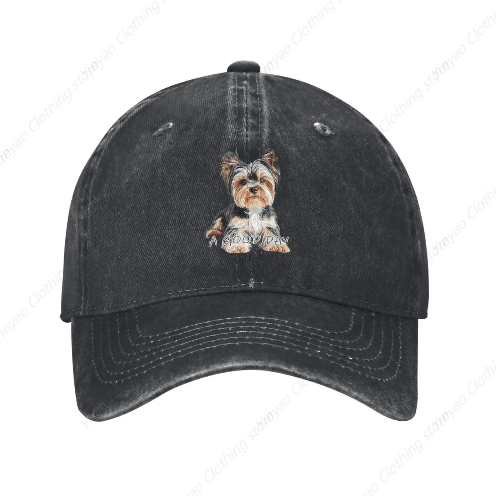 Pet Yorkie Hound Text Printed Baseball Hat Adjustable Outdoor Sports Cowboy Hat Fashion Truck Hat