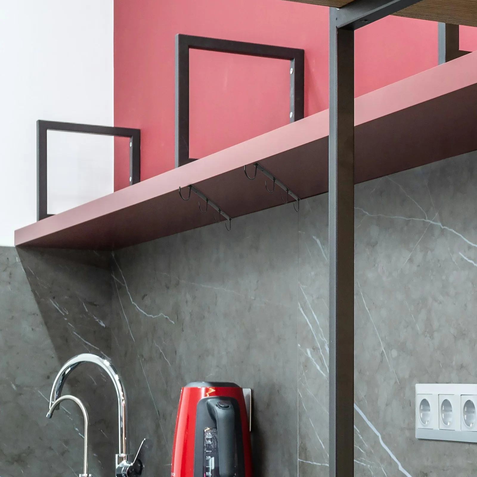 

3Pcs Mug Holder Under Shelf Kitchen Coffee Cup Hanging Rack Organizer Sturdy Iron Space Saving Mug Hooks Shelf