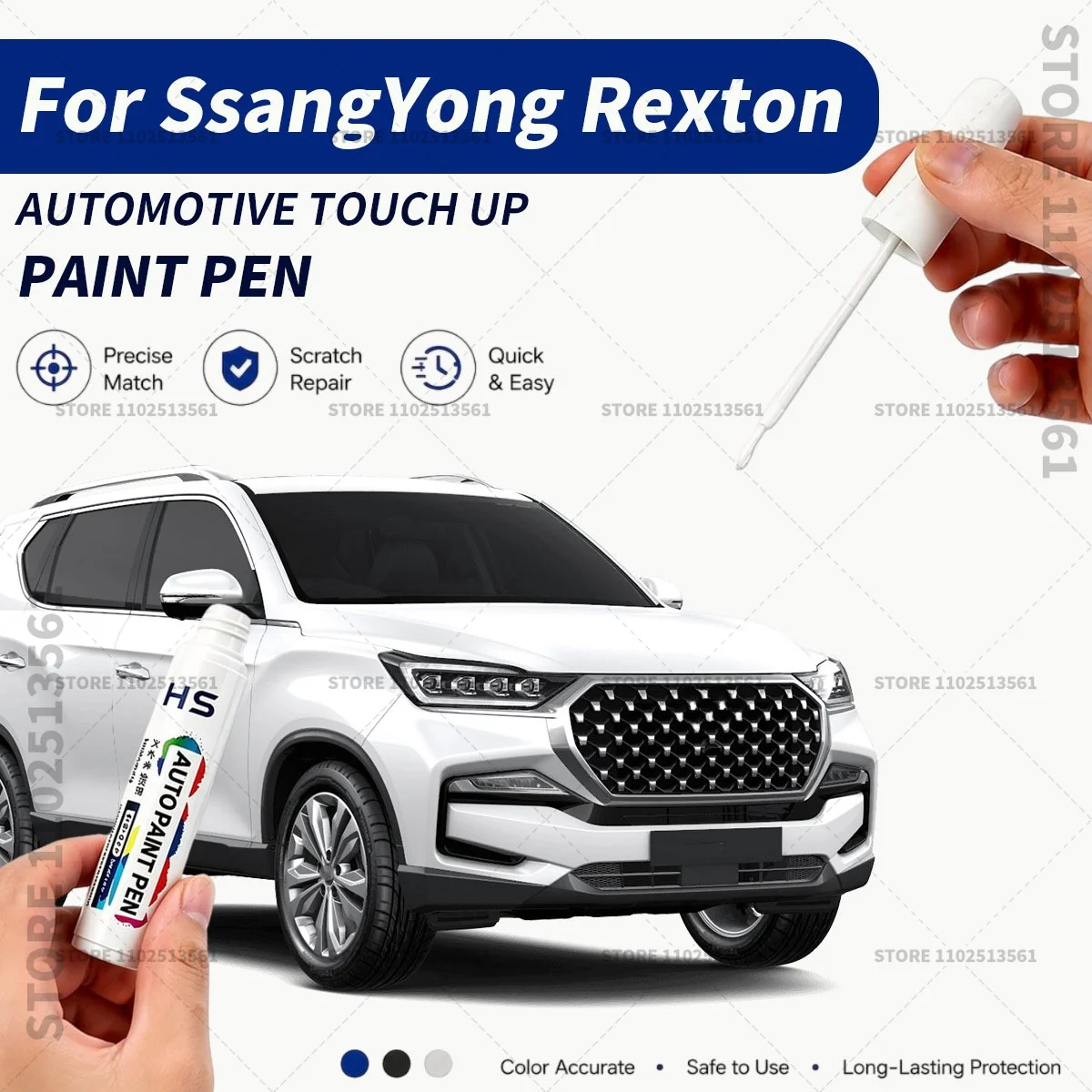 For KGM SsangYong Rexton Atlantic Blue Black Marble Grey Automotive Touch Up Paint Pen – Restore Car Paint & Remove Scratches