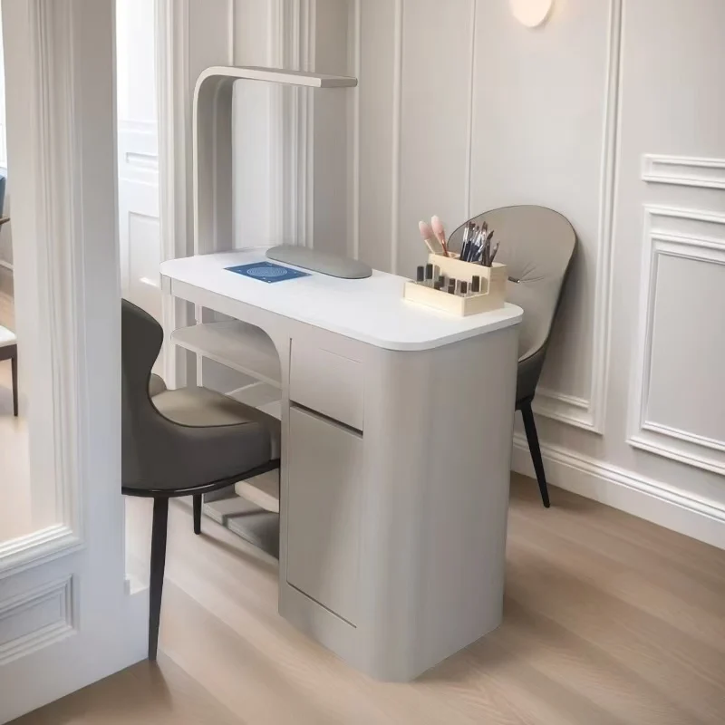 

Classic European Nail Table With Storage Unique Beauty Profesional Nail Desk Luxury Premium Table Onglerie Saloon Furniture