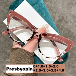 Stylish Cat Eye Reading Glasses for Women Unisex Trendy Ani-blue Light Compupter Glasses Men Large Frame Far Sight Hyperopia