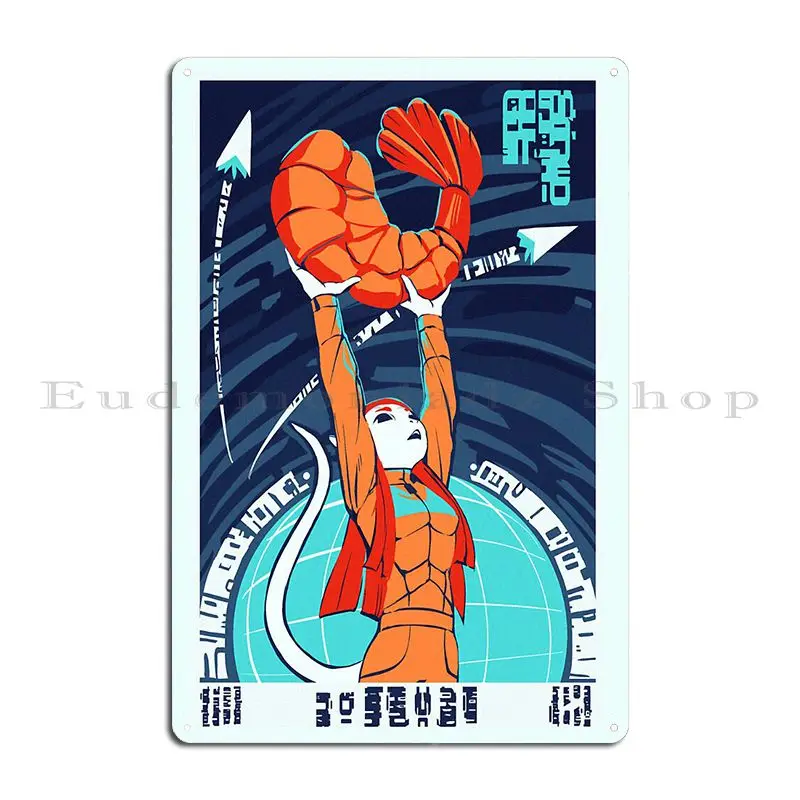 In Shrimp We Trust Metal Sign Living Room Printed Cinema Party Wall Plaque Tin Sign Poster