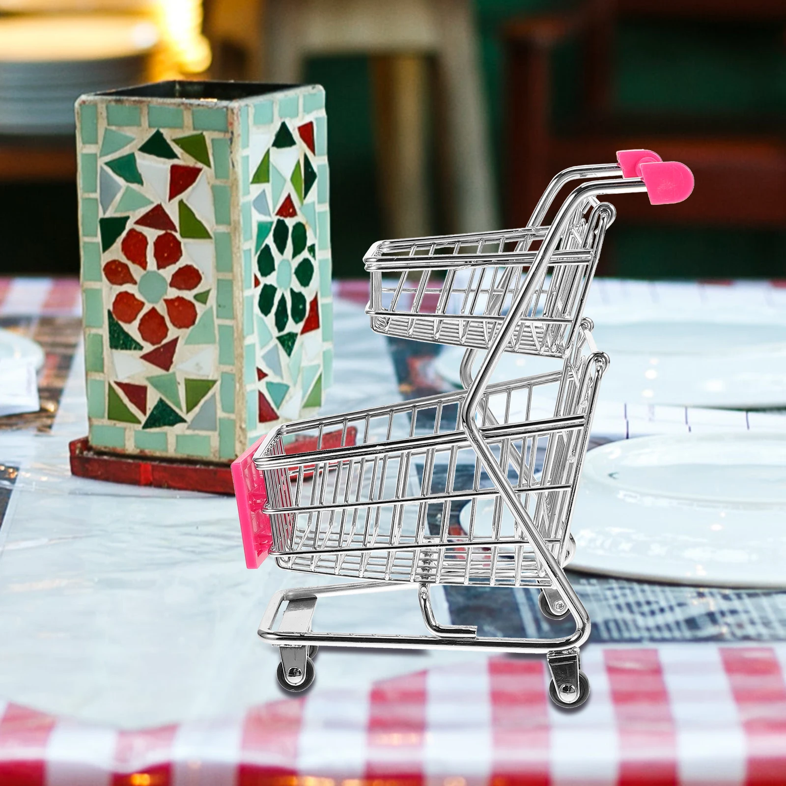 

Fried Chicken Basket Mini Cart 2 LayersRed 14.5x8.5x17.5cm Bread Snack Fruit Display Reusable Food Storage Kitchen Bar