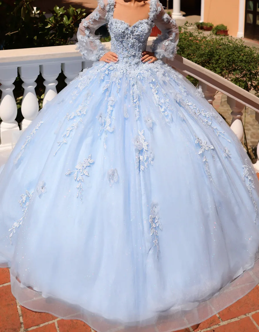 فساتين ANGELSBRIDEP-Mexican Quinceanera ، ثوب كرة زهور ثلاثي الأبعاد ، فساتين حفلة موسيقية ، زخارف وردية ، حفلة عيد ميلاد الأميرة ، 16 فستان حلو