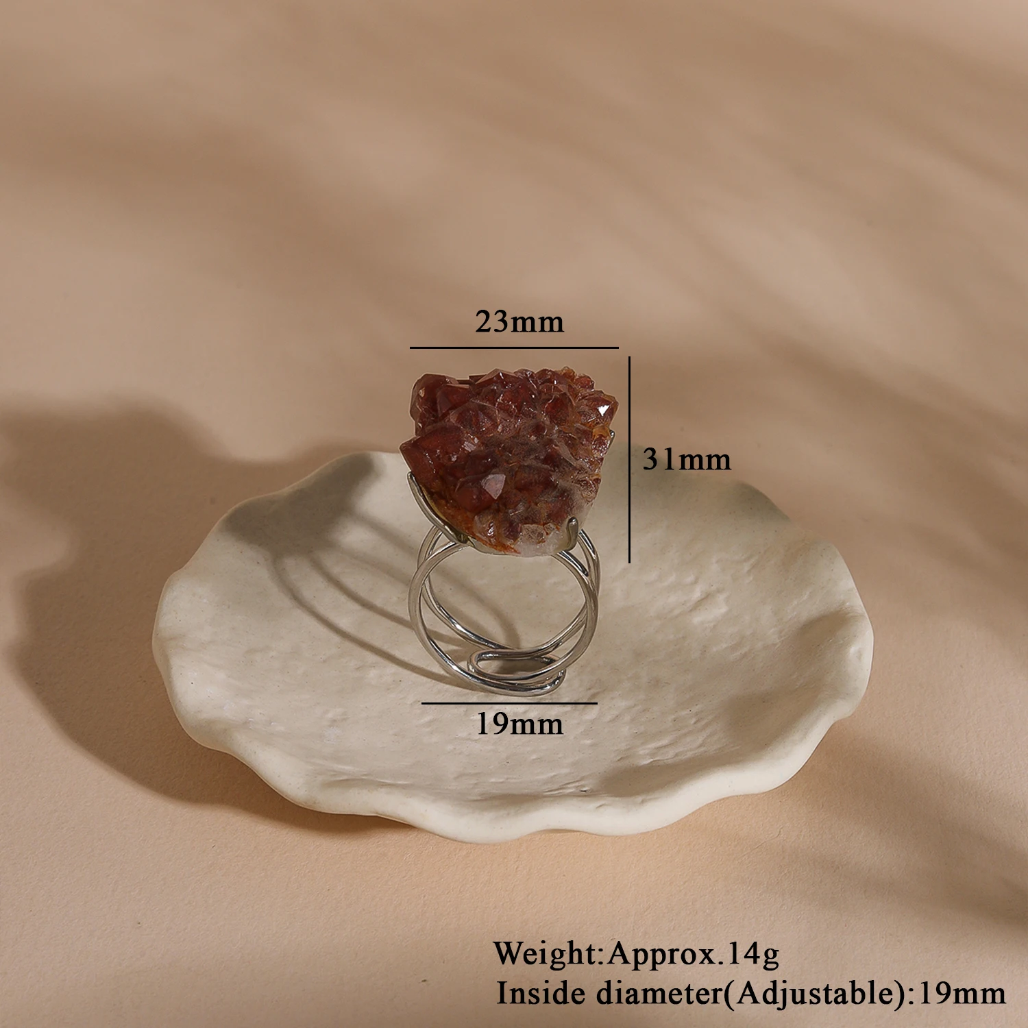 Natürlicher Azurit-Malachit-Geode-Fingerring, verstellbar, vergoldet, versilbert, Ring im Bohemian-Stil, Unisex-Accessoire – Detail 18