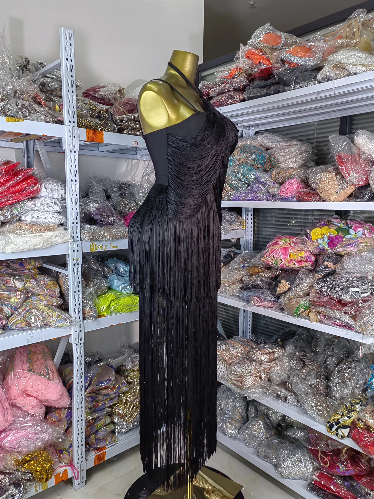 Venda de fábrica feminino convidado vestido de festa de casamento dupla camada franjas bandagem vestido alta elástica celebridade noite vestidos de gala