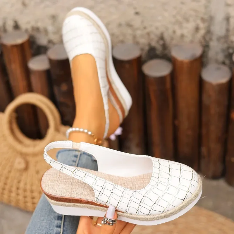 2024 Summer Fashion Women's Sandals Wedge Round Toed Bohemian Shoes Ladies Casual Comfortable Platform Sandlas Female Mujer