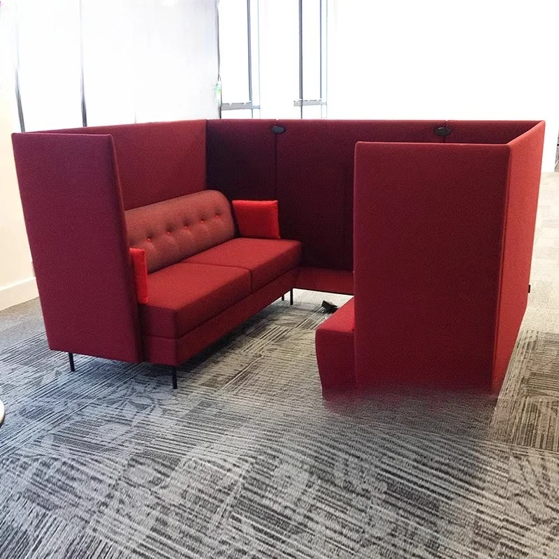 Business office high-back double sofa private card seat privacy reception designer talks about single U-shaped sofa combination