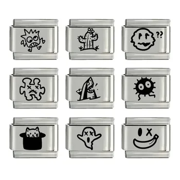 צמיד איטלקי מודול פלדת אל-חלד עם שרשרת תכשיטים מותאמת אישית בקו מינימליסטי דוגמה חמודה ומהנה לגברים