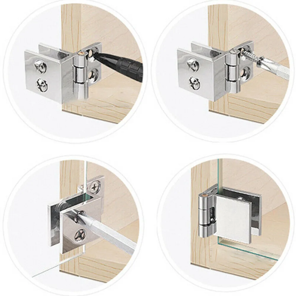 Zinc Alloy Cabinet Cupboard Hinge 2pc Bathroom Shower Glass Door Set Suitable for 5 8mm Glass Easy Installation