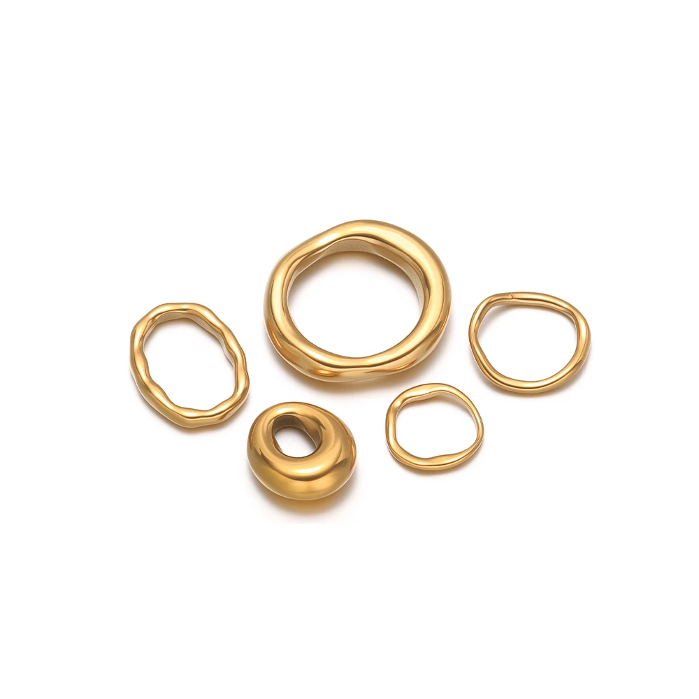 5 Stück Edelstahl Runde Ovale Anhänger für DIY Damen-Schmuck Halsketten Verbinder Armband-Zubehör