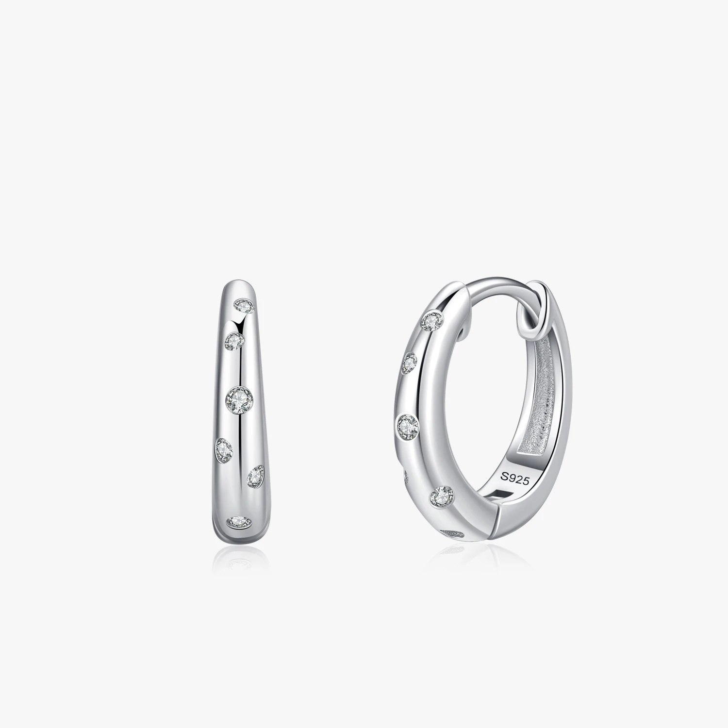 

New Arrival 925 Sterling Silver Unique Fashion Geometric Design Zircon Hoop Earrings for Women Korean Style Fine Jewelry