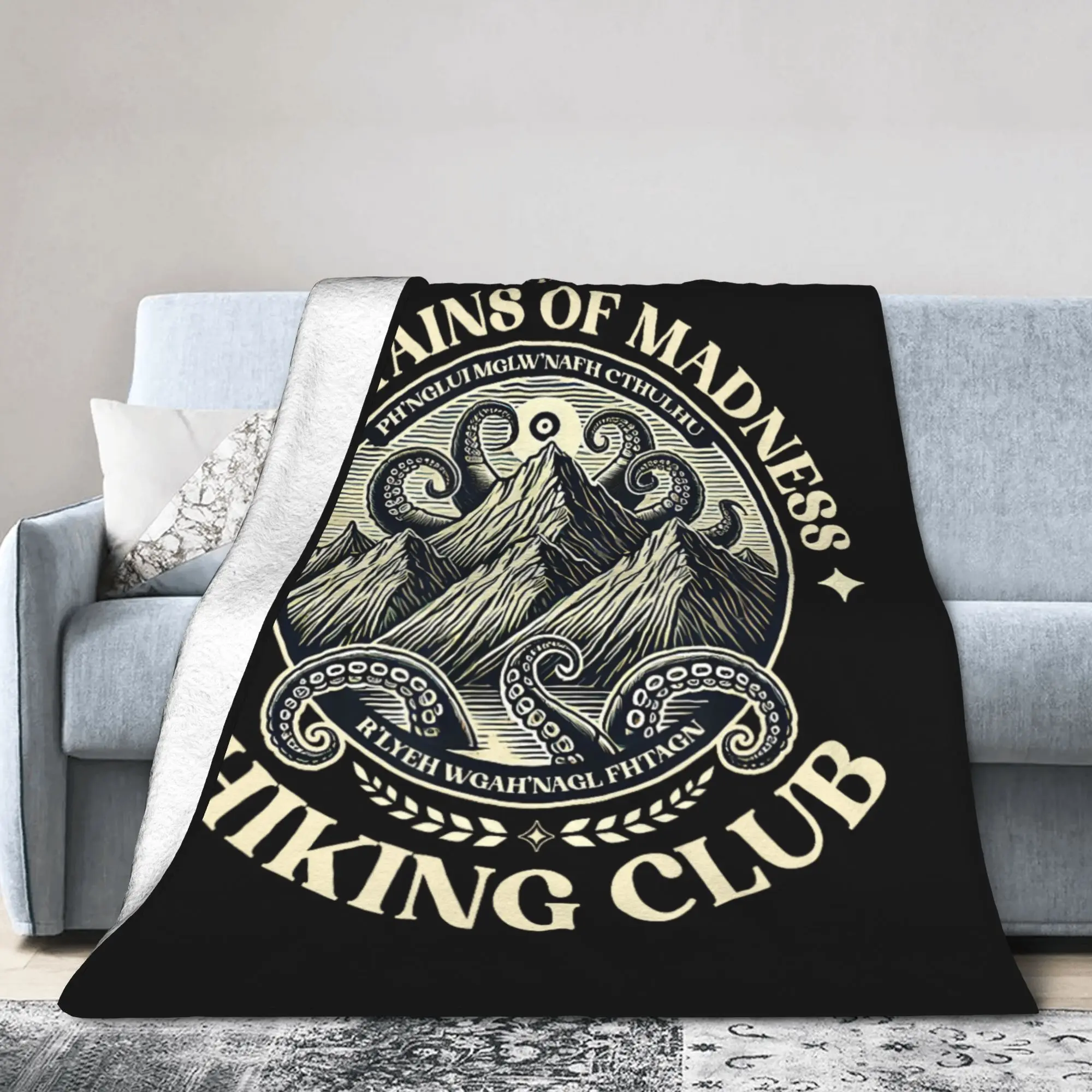 Mountains Madness Hiking Lovecraft Cthulhu Flannel Throw Blankets Miskatonic for Bed Knitted Blanket Travel Warm Breathable