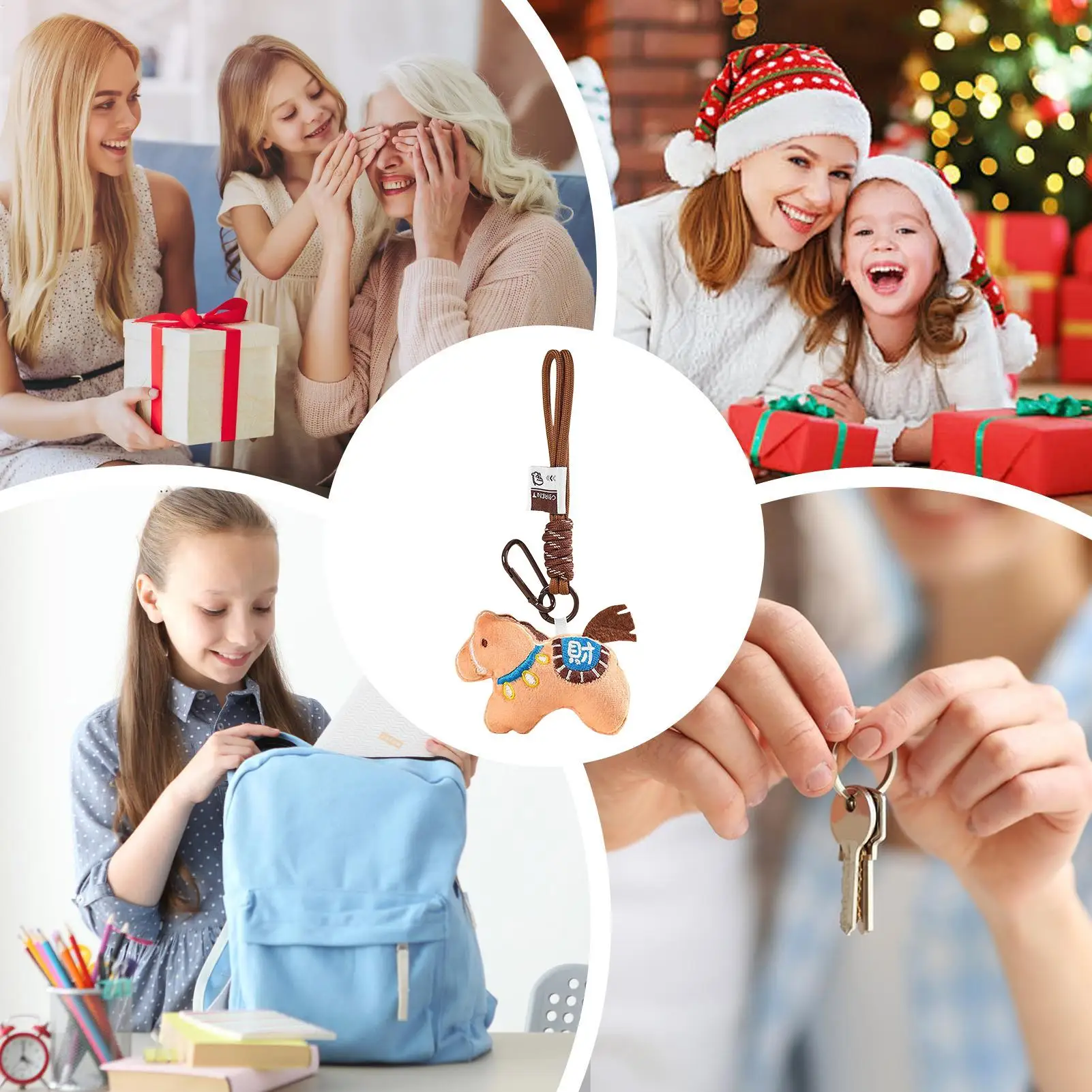 Pferd Stofftier Schlüsselanhänger Chinesisches Neujahr Tier Plüsch Schlüsselanhänger Taschenanhänger für Urlaub Geburtstagsfeier Jungen Mädchen