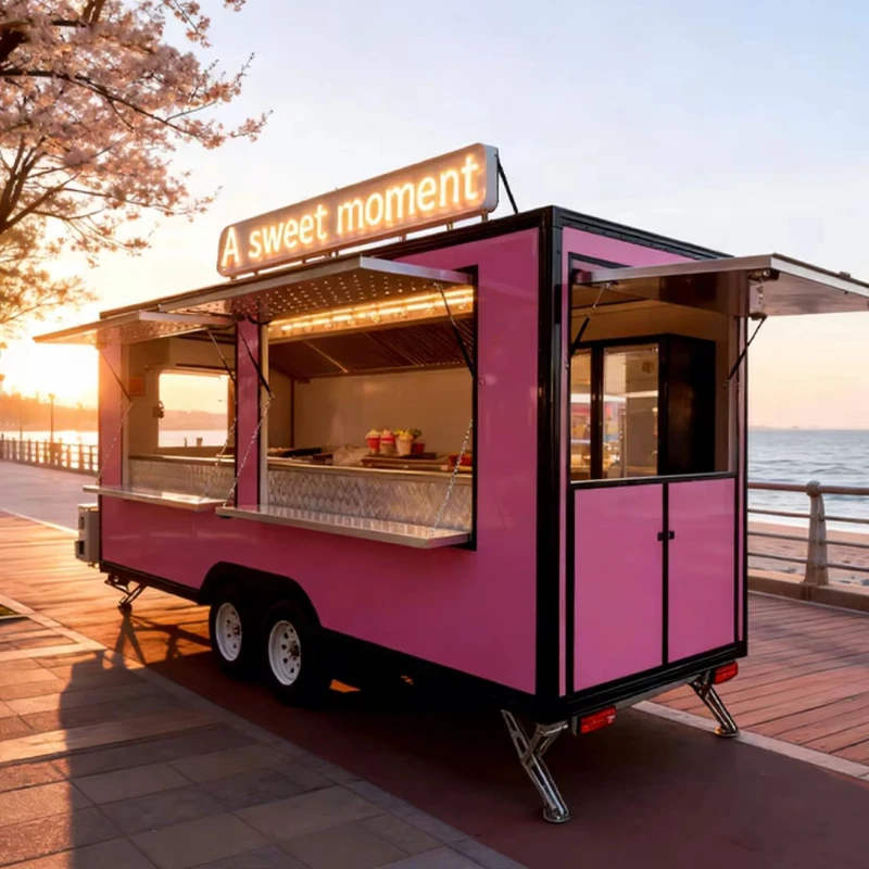 Customized Luxury Fully Loaded Food Trailer Tea Smoothie Cart Dessert Pancake Ice Cream Food Truck Cart for Sale