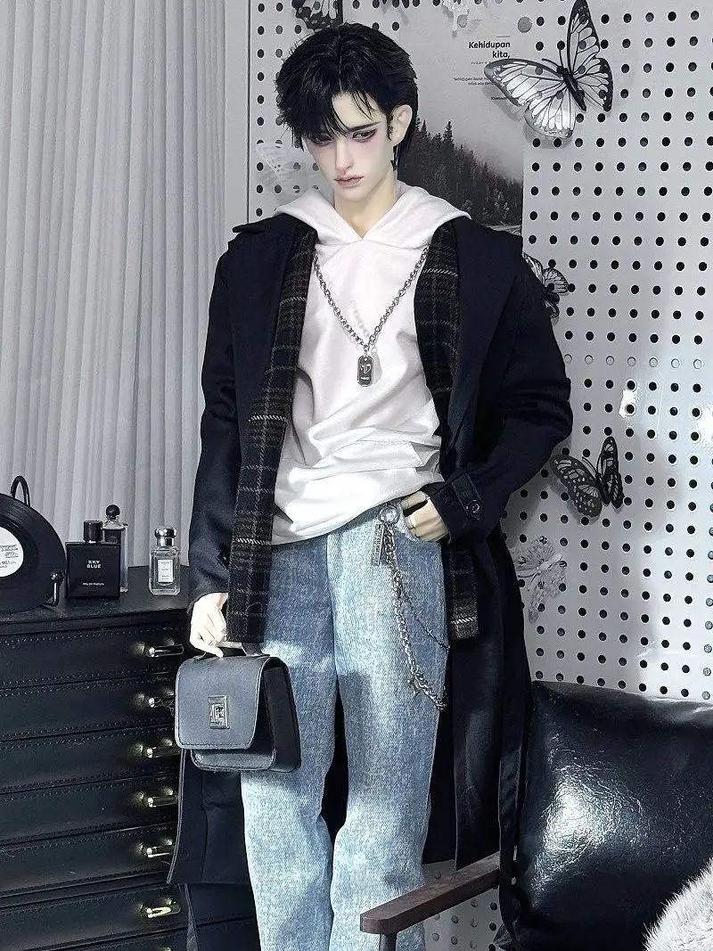 Roupas de boneca terno para boneca bjd masculina de 75cm 1/3 blusão + moletom + jeans bonito vestir-se acessórios de boneca de casa de brincar, sem boneca