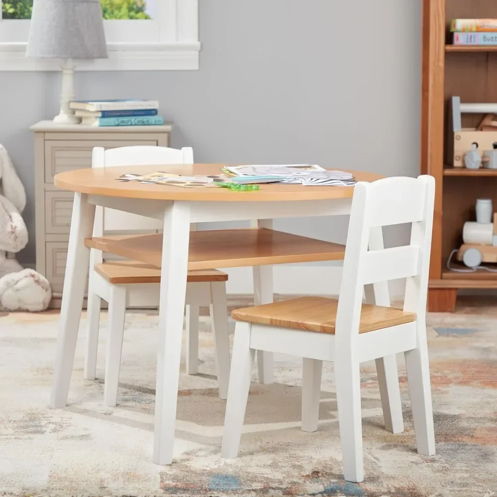 Table ronde en bois et 2 chaises pour enfants, ensemble de meubles, chaise et table, salle de jeux, tout-petit et enfants, activité