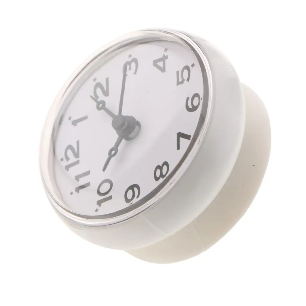 Small Round Shower Clock with suction cups, 12H Display, Battery Operates