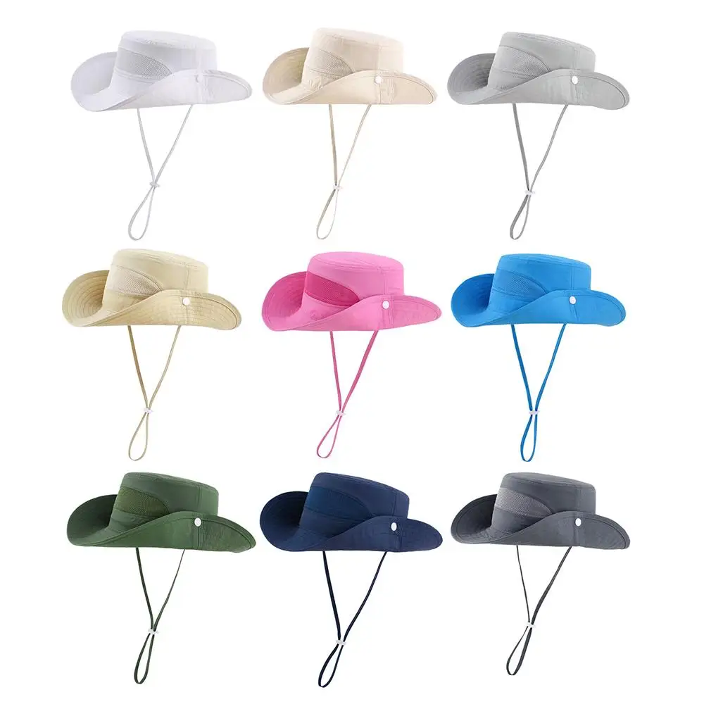 

Spring Summer Mesh Bucket Hat Adjustable Chin Strap Breathable Children Fisherman Hat Casual Outdoor Sunshade Hat for Travel