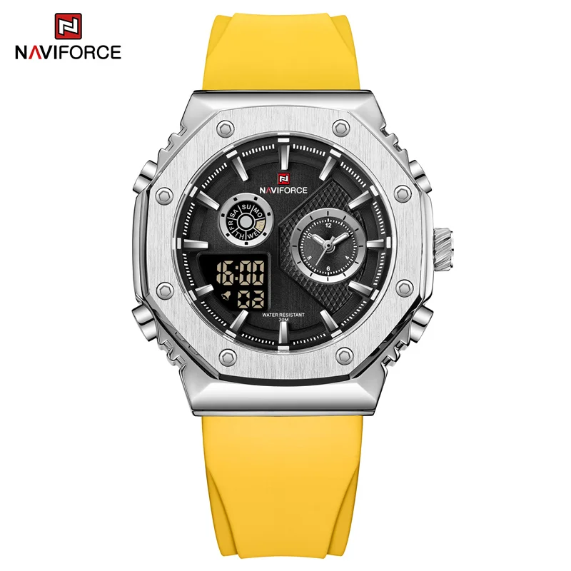 NAVIFORCE Sports Watches For Men Top Brand Luxury Quartz Waterproof Sport Digital Wristwatches Silicone Strap Relogio Masculino