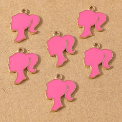 10pcs 21*16mm Enamel Pretty Girl Charm Pendants for Necklace Earrings DIY Bracelet Handmade Jewelry Making Accessories Supplies