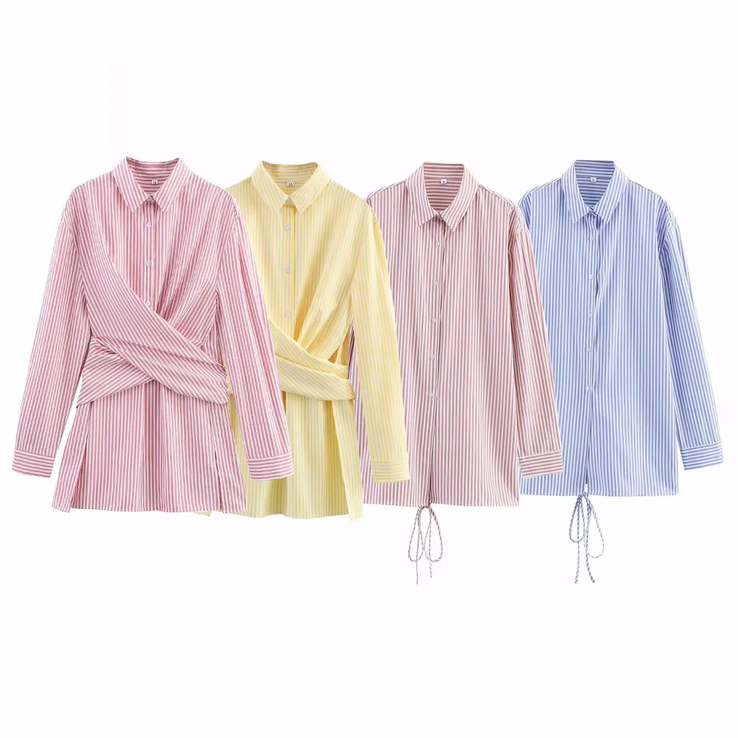 

2025 женские полосатые женские рубашки с длинными рукавами и свободным воротником, полосатая рубашка, повседневные тонкие блузки, однобортный топ с отложным воротником