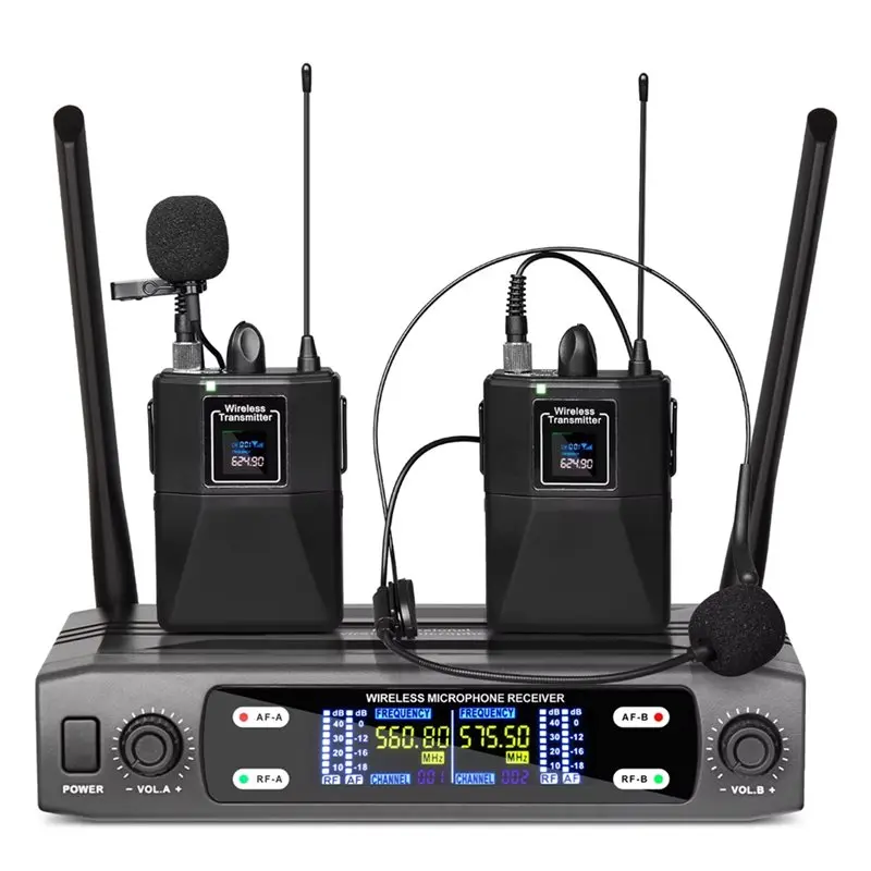LXYB18B Dual-Channel Wireless Lavalier Microphone Fixed Dual Frequency Wireless System Set For Stage Performance For Stage Show