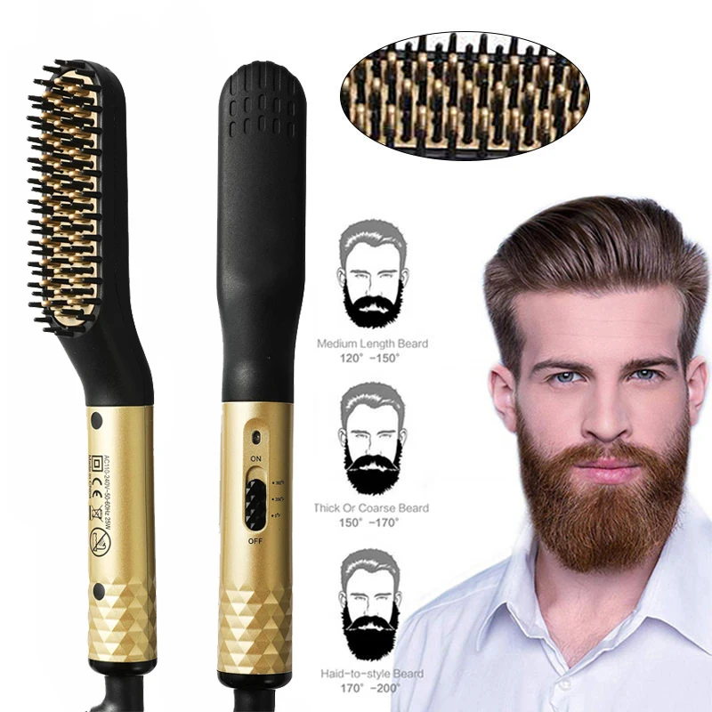 Electric Hot Comb Straightener Multifunctional Quick Heated Men Beard Care Brush Beard Anti-Scald Straightener Comb Hair Tools