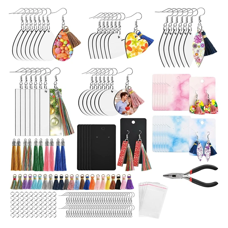 

Sublimation Earring Blanks with Earring Hook Tassel Rings Pliers Gift Box Heat Transfer Decorative Blanks for DIY Crafts