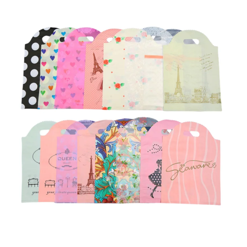 Bolsa de Plástico con Asa, Mini Bolsa de Negocios, Favor de Dulces, Joyería, Libro, Juguete, Bolsas de Embalaje, Fiesta, Lindo, 50 piezas