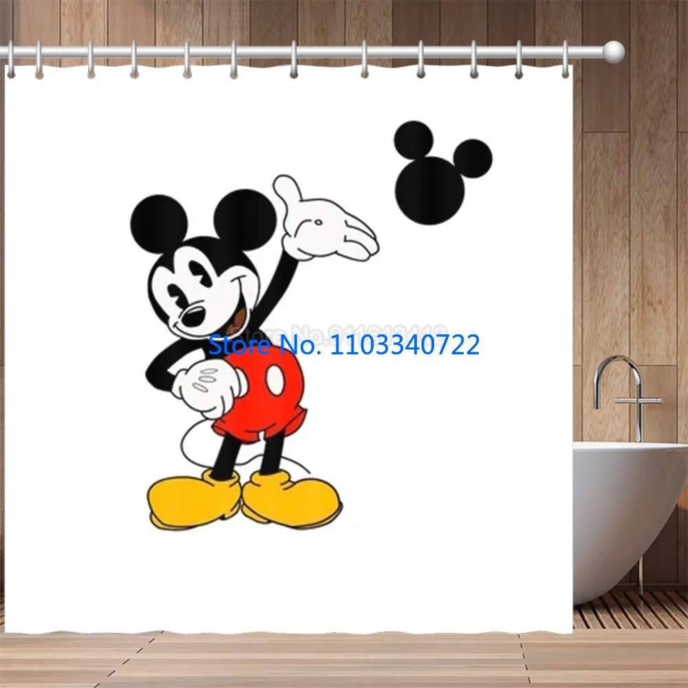 Cartoon Mickey Minnie Mouse Shower Curtain 1pcs Cartoon Bath Screen Curtains with Hooks for Bathroom Decor Waterproof