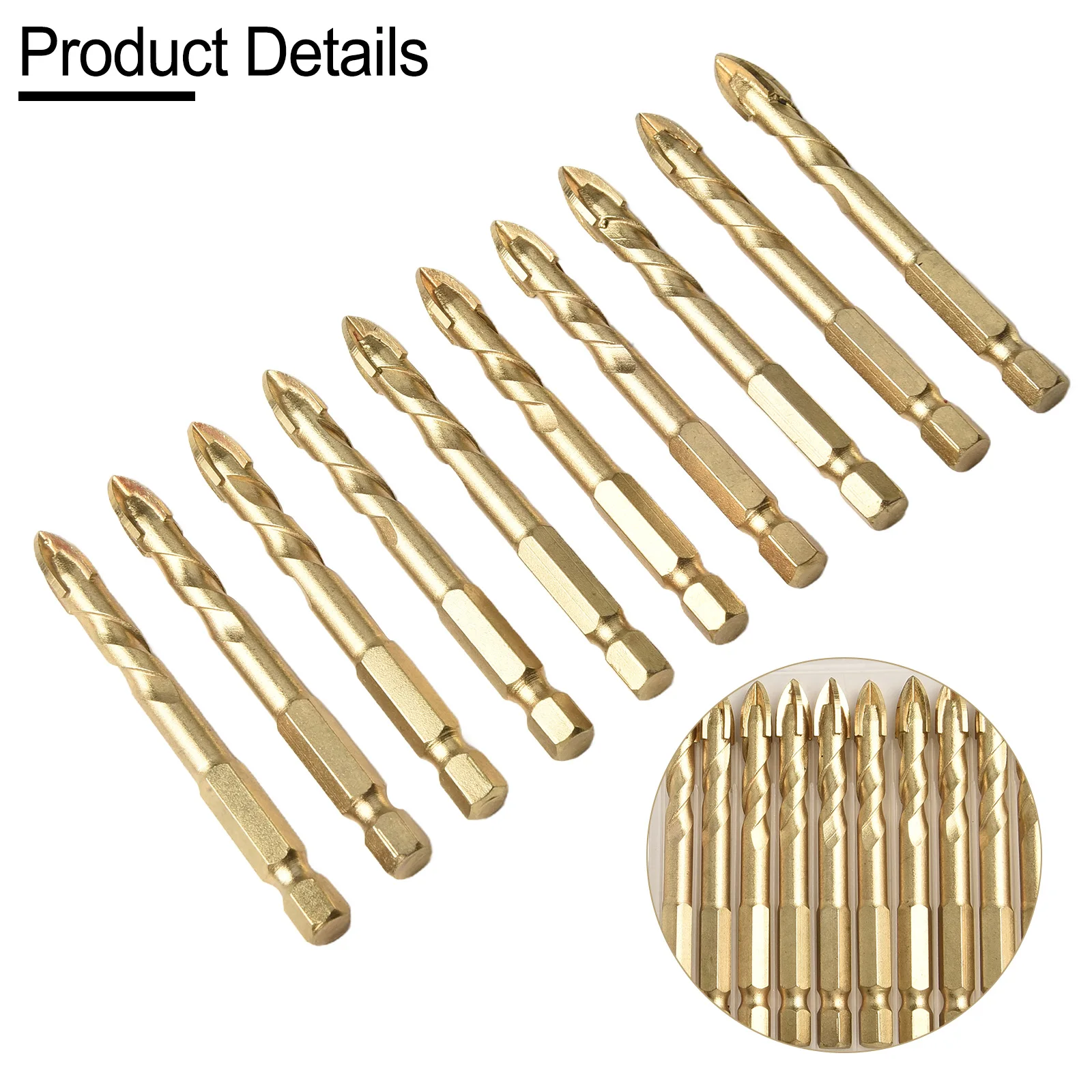 

10pcs Cross Hex Tile Drill Bits Set Hard Alloy Triangle Drill Bit Tool For Glass Ceramic Concrete Brick Hole Opener