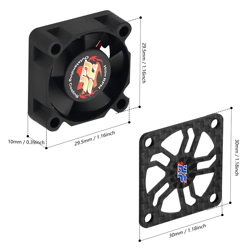30mm Brushless Motor Cooling Fan with Carbon Fiber Cover Cooling Fan 28000RPM for 540/550/F540/3650/3660 Motor 1/8 1/10 Cars