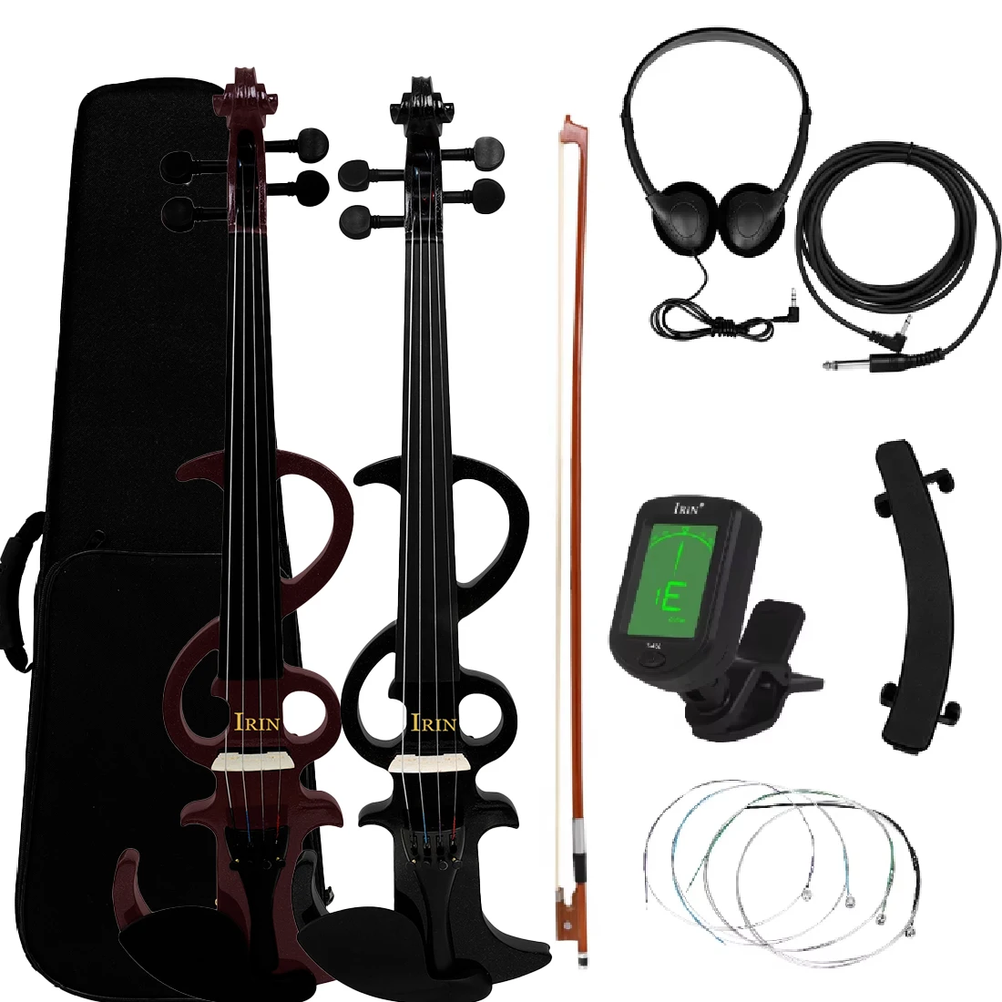 IRIN Electric Violin Right Handed 4/4 Electric Silent Violin Fiddle Accessories W/4/4 Violin Bow & Fiddle Bridge & Violin Case