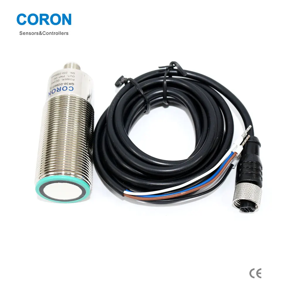 QR30-D200UT-G M30 ultrasonic sensor IP67 protection, metal shell, analog 0-10V synchronous output 200-2000mm detection range